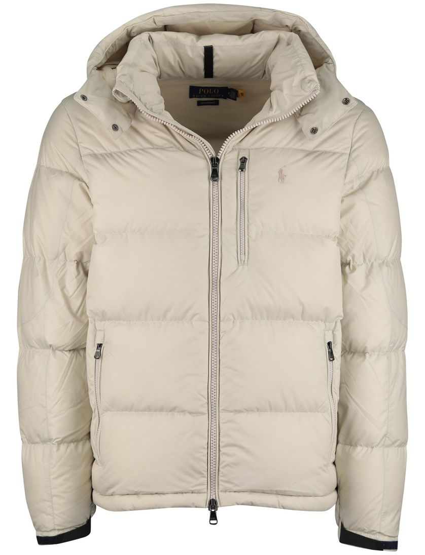 beige puffer jas Polo ralph lauren effen