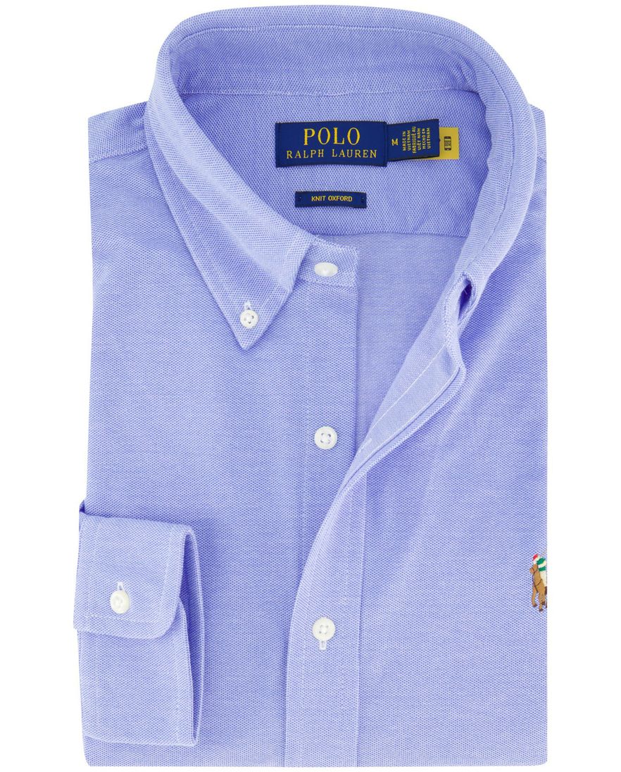 Polo Ralph Lauren knitted oxford blauw button-down