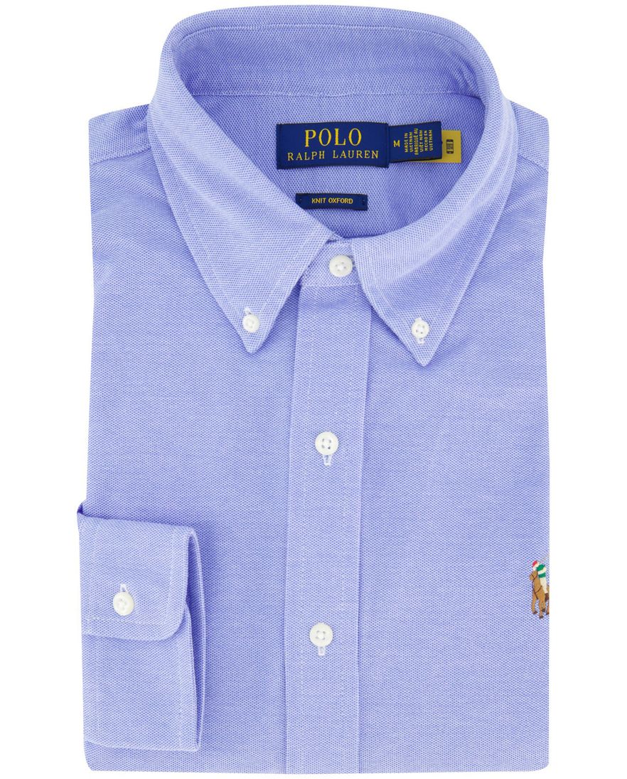 Polo Ralph Lauren knitted oxford blauw button-down