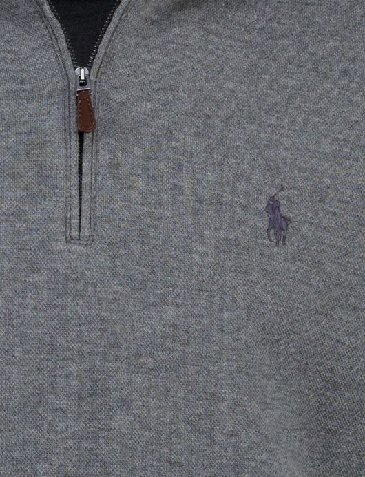Polo Ralph Lauren trui grijs effen half zip normale fit