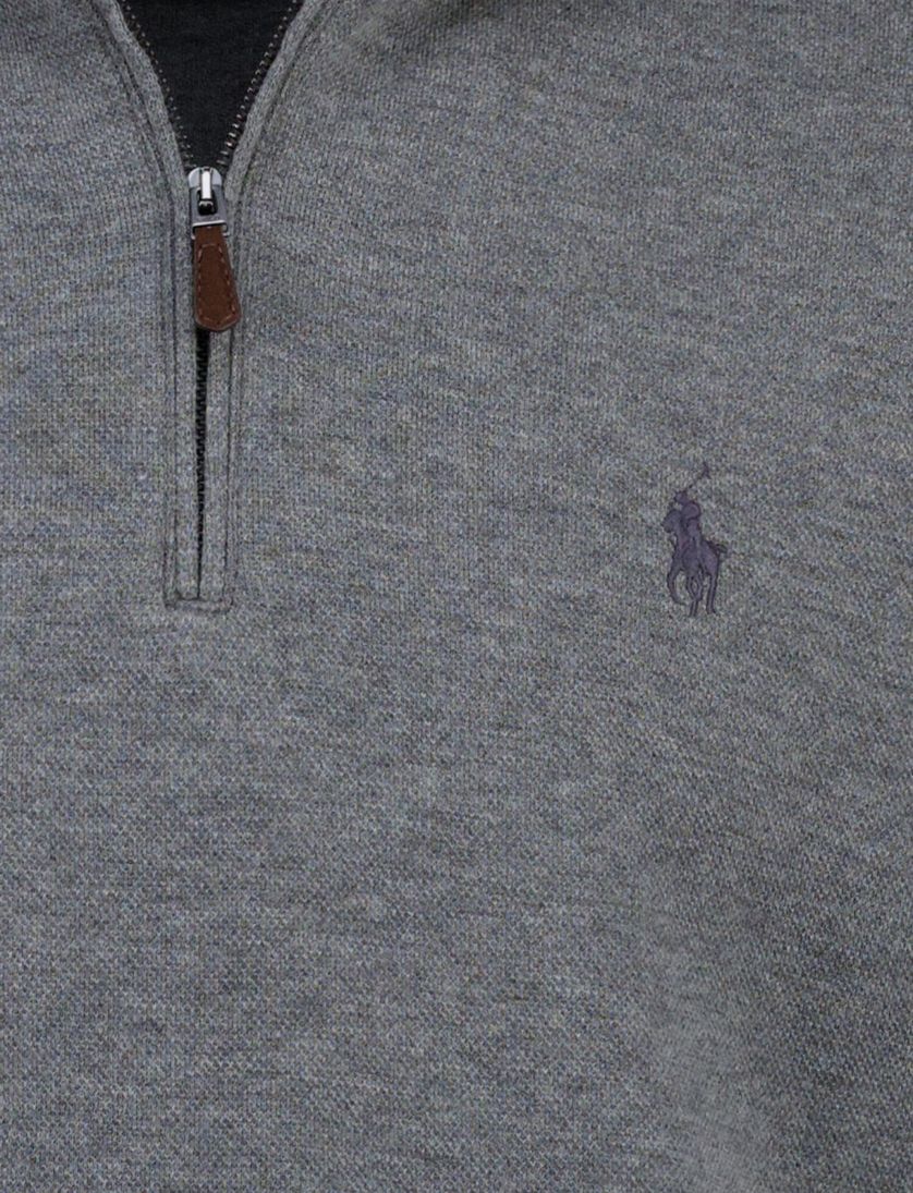 Polo Ralph Lauren trui half zip effen grijs normale fit