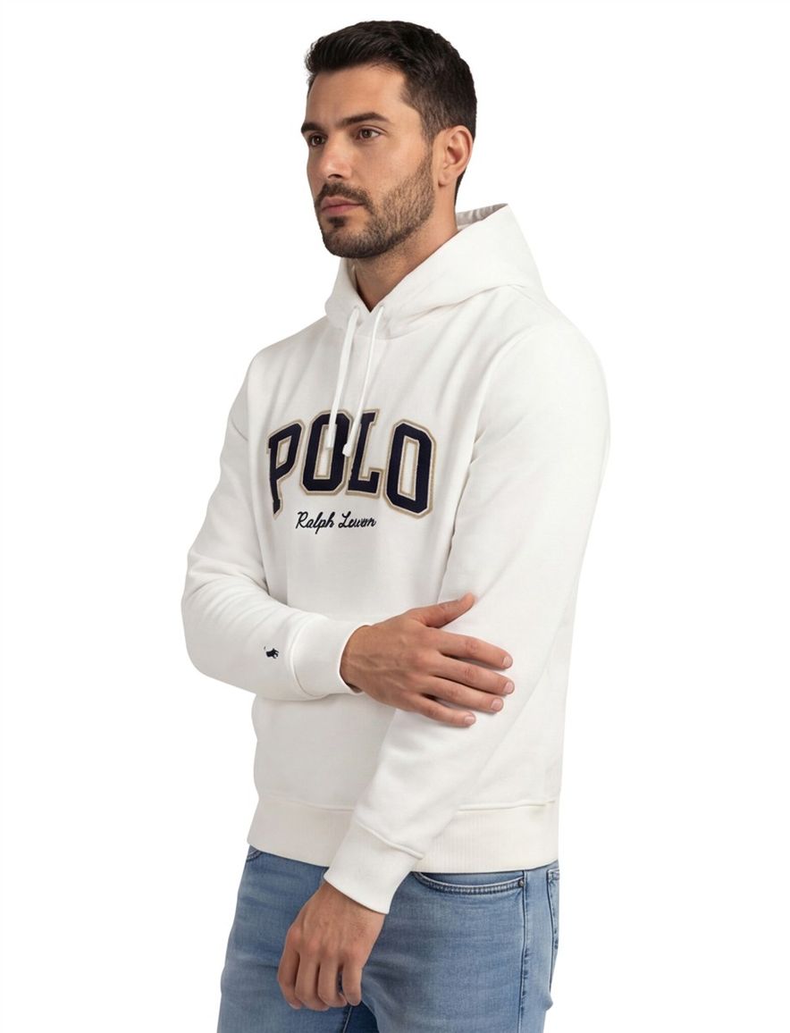 katoenen Polo Ralph Lauren hoodie wit met opdruk wijde fit
