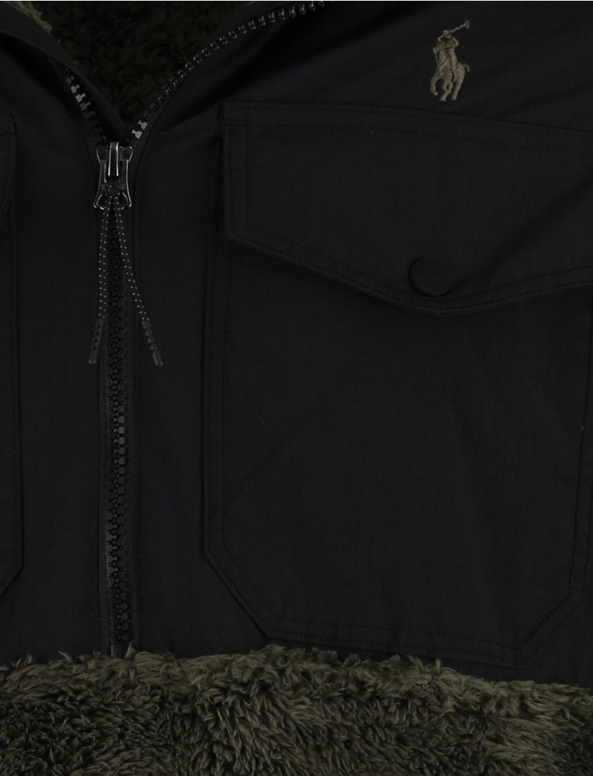 Polo Ralph Lauren Trui Half zip groen teddy dubbele borstzak