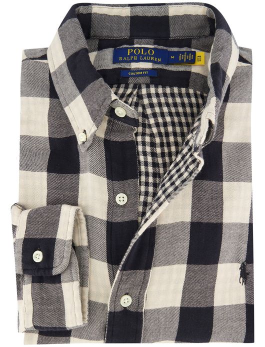 Polo Ralph Lauren overhemd Custom Fit creme zwart geruit