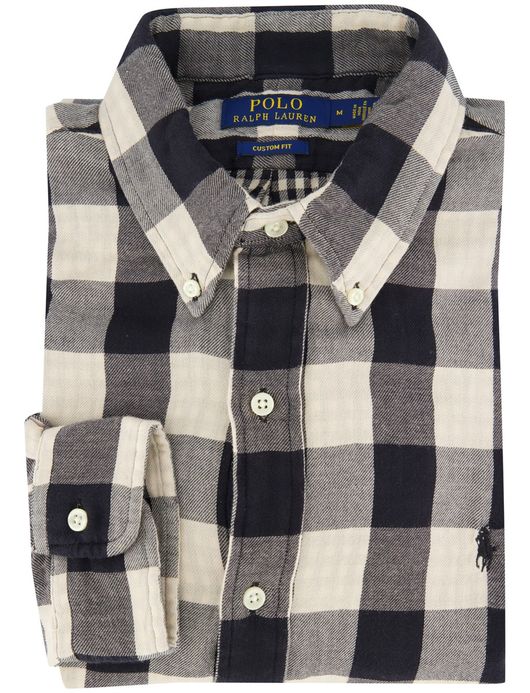 Polo Ralph Lauren overhemd Custom Fit creme zwart geruit