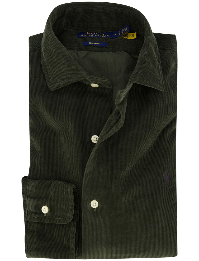 Polo Ralph Lauren overhemd corduroy groen semi-wide collar