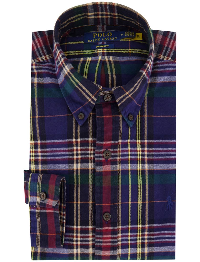 Polo Ralph Lauren overhemd blauw custom fit katoen