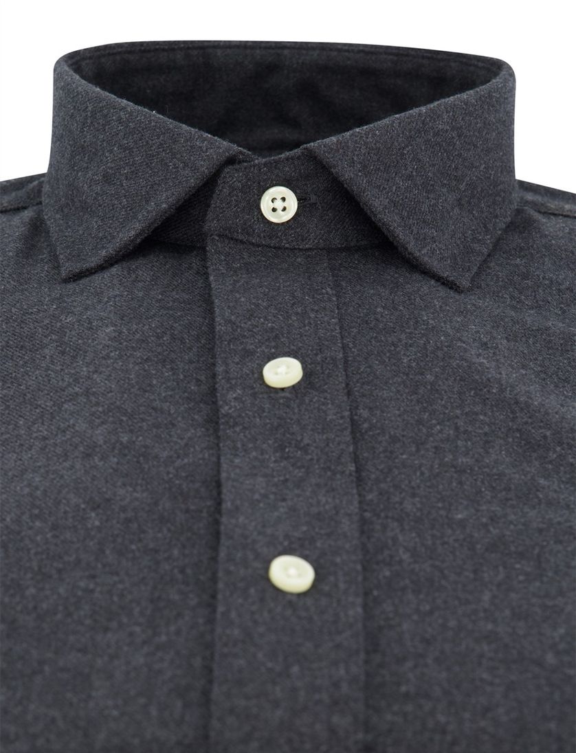 Polo Ralph Lauren overhemd donkergrijs gemêleerd semi-wide collar
