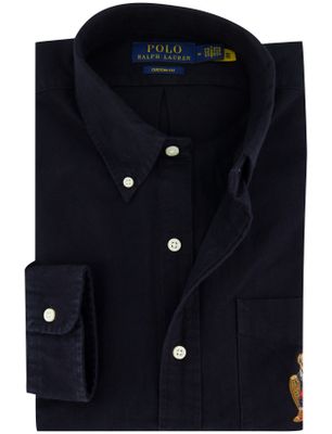Polo Ralph Lauren Polo Ralph Lauren custom fit overhemd bear zwart effen