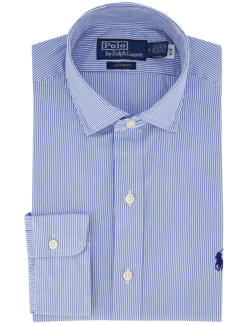 Polo Ralph Lauren overhemd blauw wit gestreept semi-wide collar