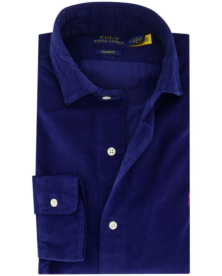 Polo Ralph Lauren overhemd donkerblauw rib custom fit