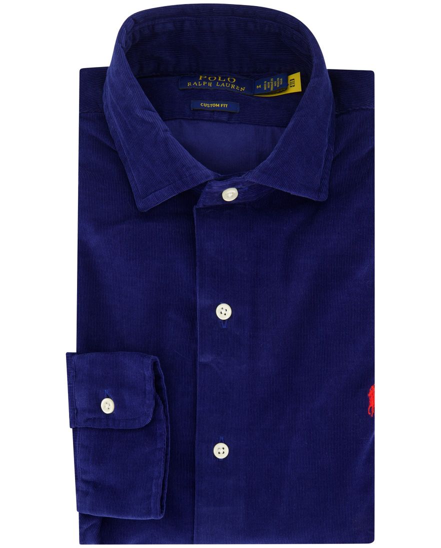Polo Ralph Lauren overhemd donkerblauw rib custom fit