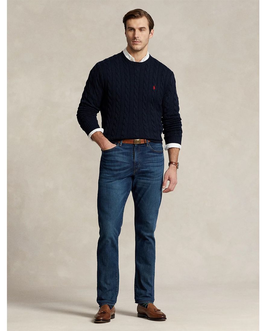 Polo Ralph Lauren kabeltrui donkerblauw Big & Tall