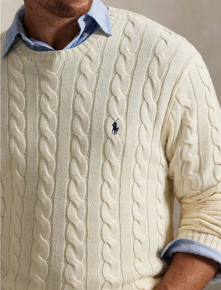 Polo Ralph Lauren kabeltrui creme Big & Tall
