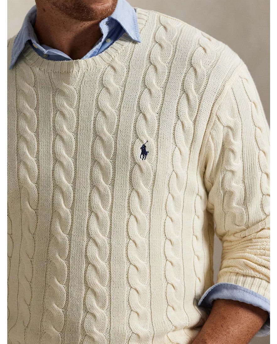 Polo Ralph Lauren kabeltrui creme Big & Tall