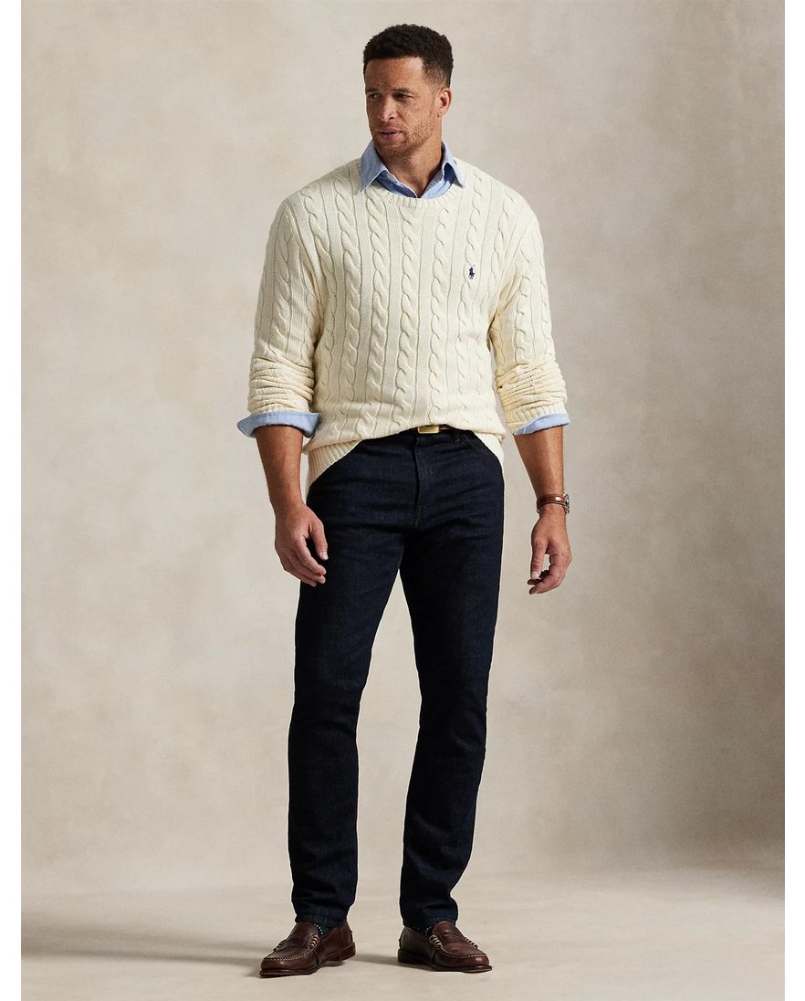 Polo Ralph Lauren kabeltrui creme Big & Tall