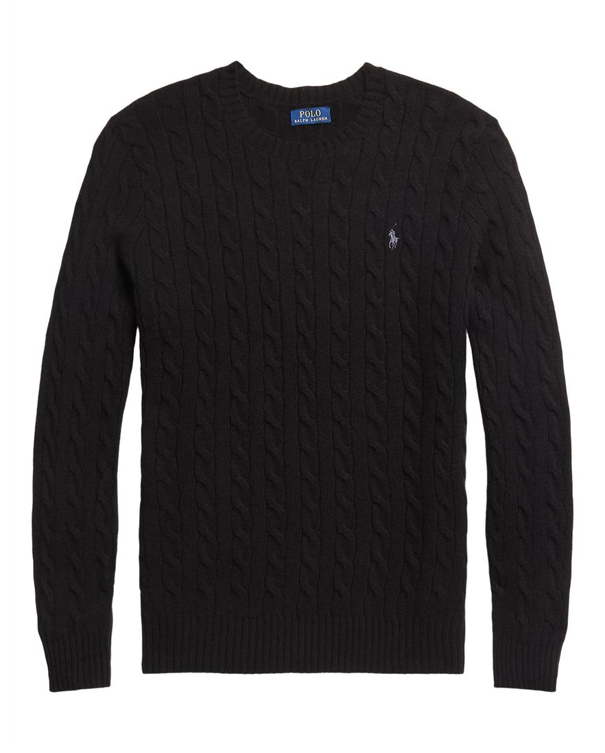 Polo Ralph Lauren kabeltrui kasjmier zwart big & tall