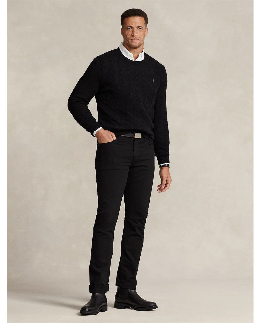 Polo Ralph Lauren kabeltrui kasjmier zwart big & tall