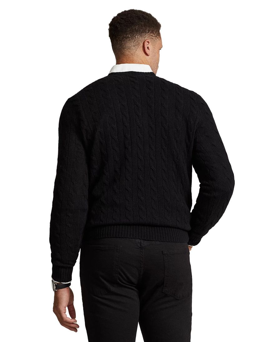Polo Ralph Lauren kabeltrui kasjmier zwart big & tall