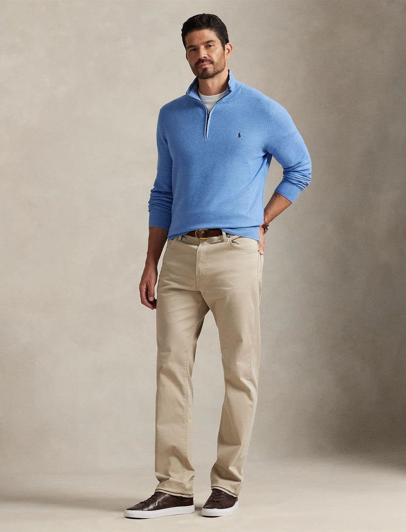 Polo Ralph Lauren big en tall trui half zip blauw gebreid