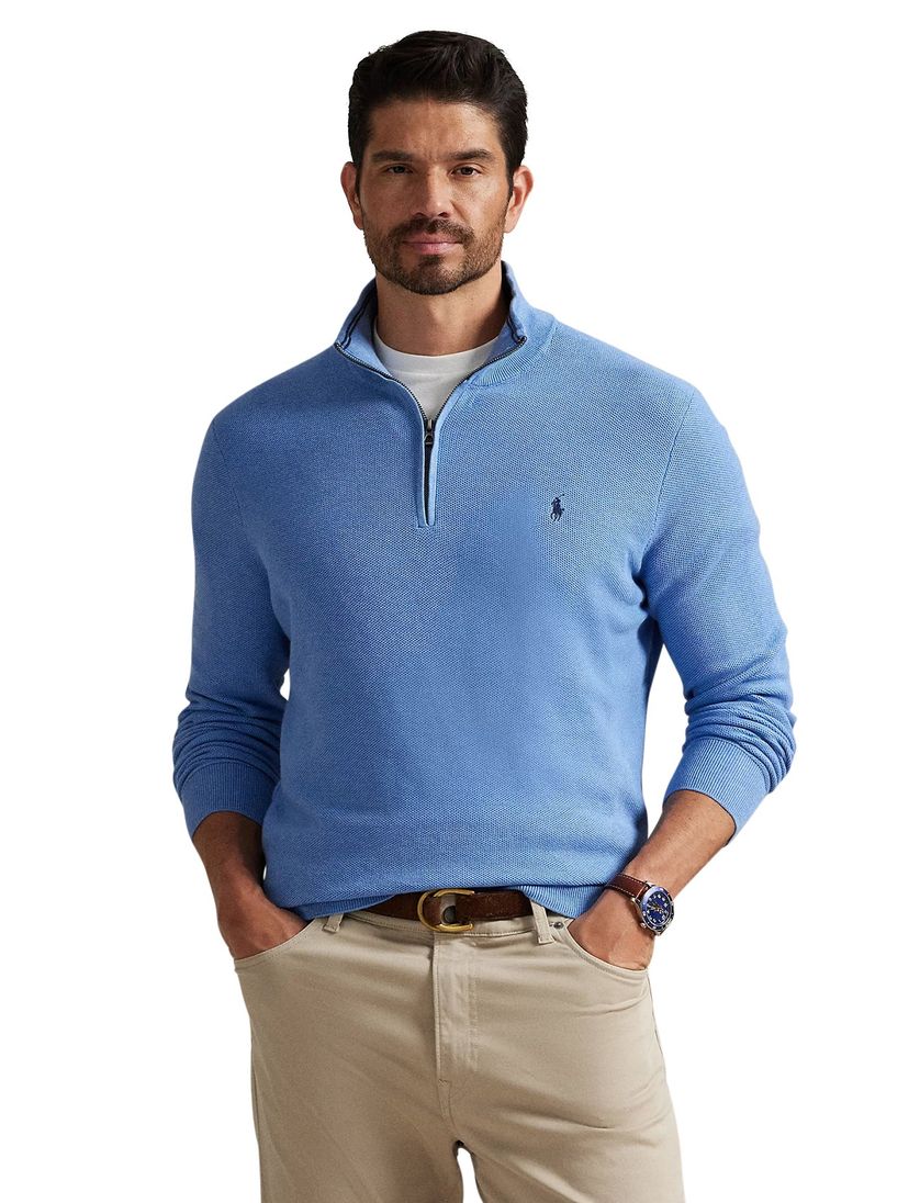 Polo Ralph Lauren big en tall trui half zip blauw gebreid