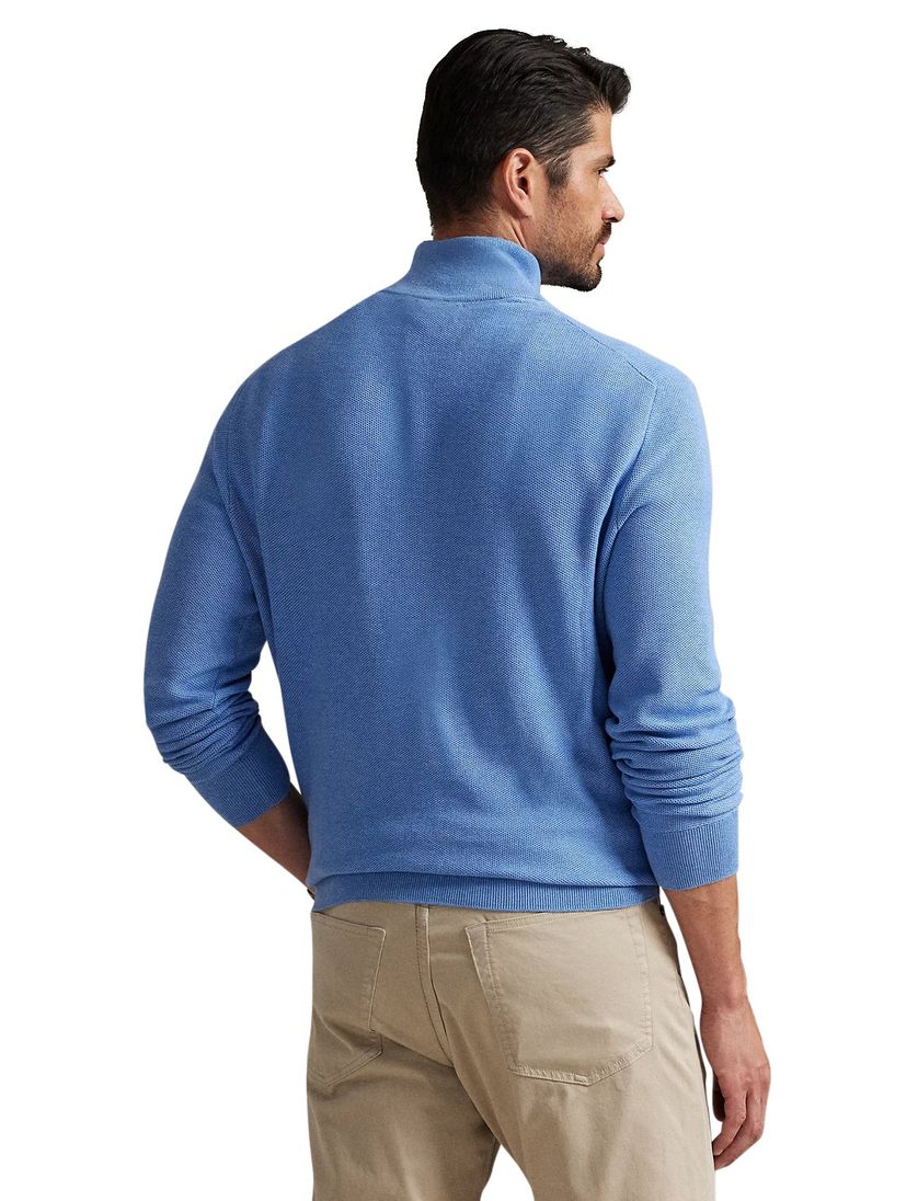 Polo Ralph Lauren big en tall trui half zip blauw gebreid