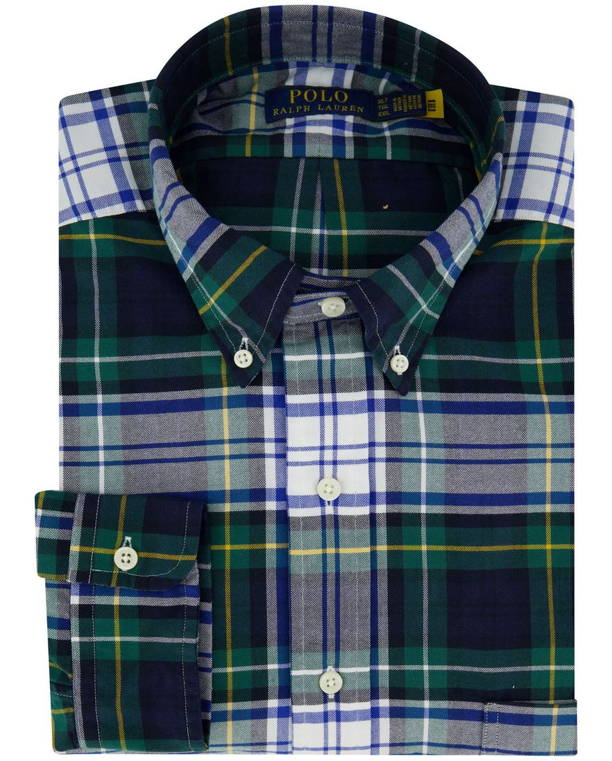 Polo Ralph Lauren overhemd blauw groene ruit
