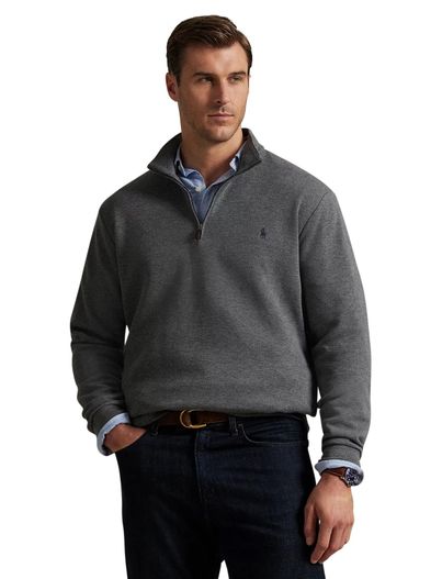Polo Ralph Lauren Polo Ralph Lauren big en tall trui grijs gebreid half zip