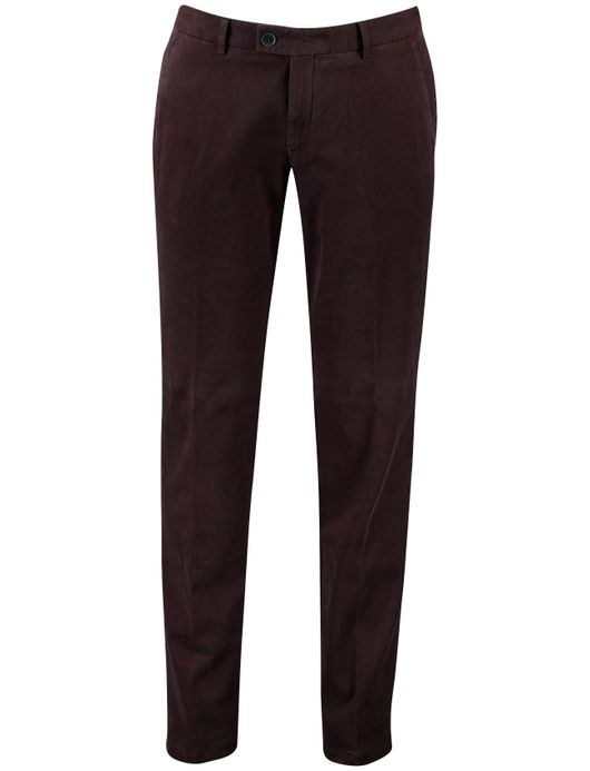 Katoenen flatfront broek Hiltl effen aubergine