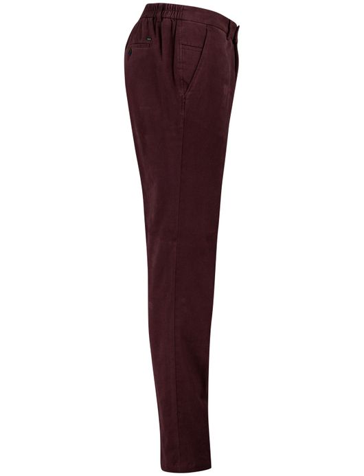 Katoenen flatfront broek Hiltl effen bordeaux