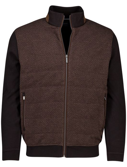 Bugatti vest bruin met zwarte mouwen