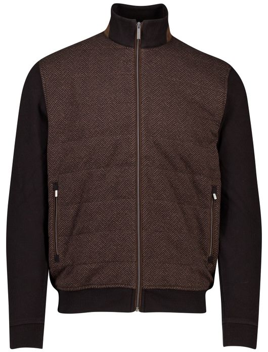 Bugatti vest bruin met zwarte mouwen