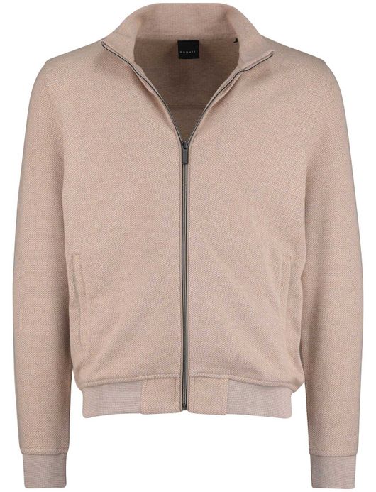 Bugatti beige effen vest wijde fit katoen