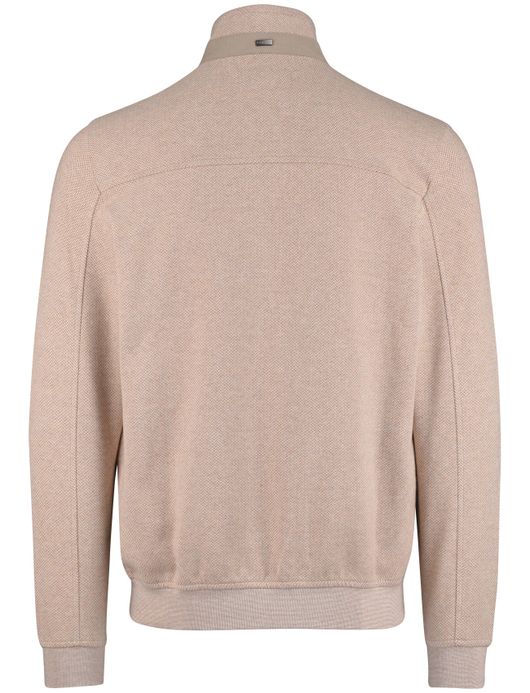 Bugatti beige effen vest wijde fit katoen