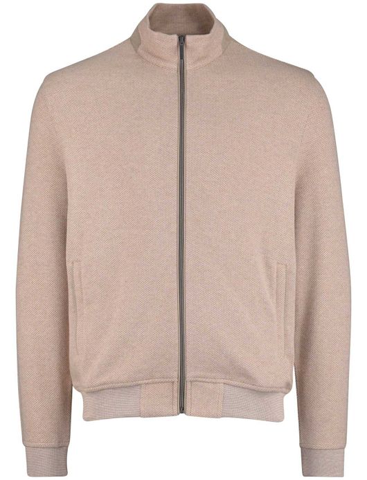 Bugatti beige effen vest wijde fit katoen