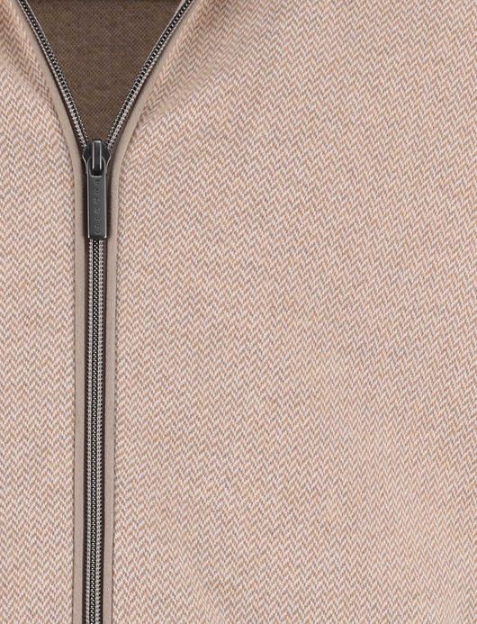 Bugatti beige effen vest wijde fit katoen