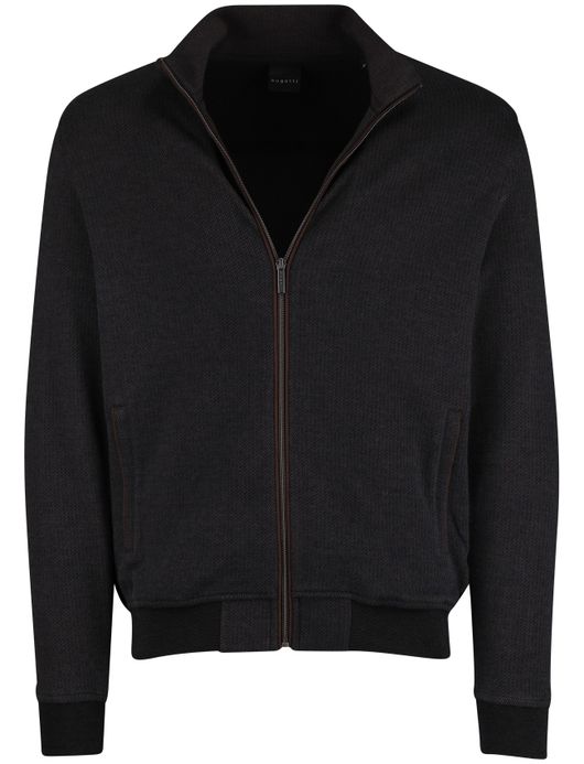 Bugatti vest bruin effen wijde fit katoen