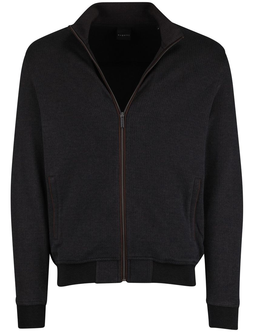 Katoenen vest bruin Bugatti wijde fit effen