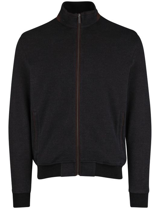 Bugatti vest bruin effen wijde fit katoen