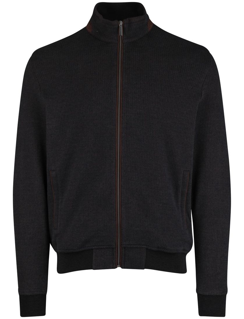 Katoenen vest bruin Bugatti wijde fit effen