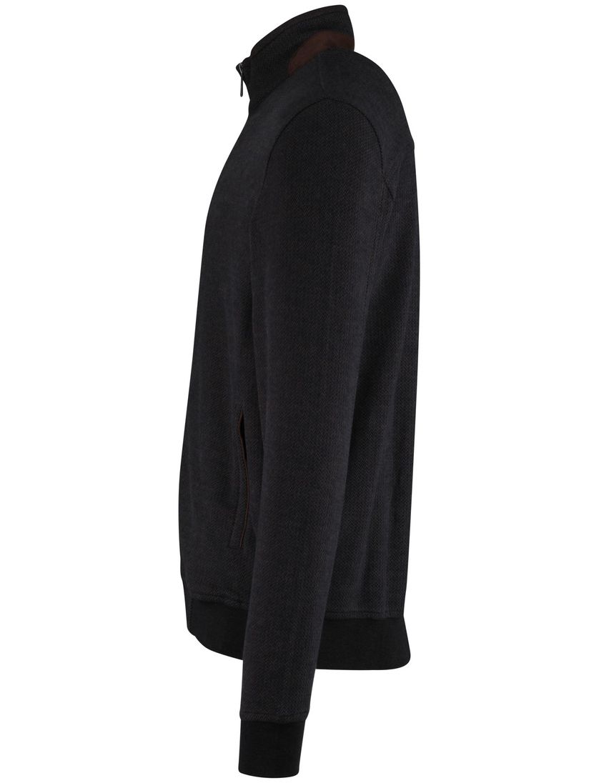 Katoenen vest bruin Bugatti wijde fit effen