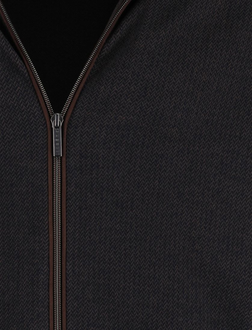 Katoenen vest bruin Bugatti wijde fit effen