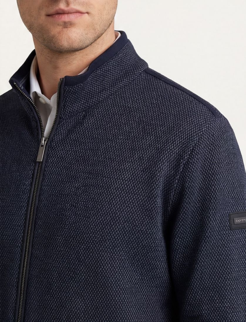 vest Bugatti donkerblauw katoen