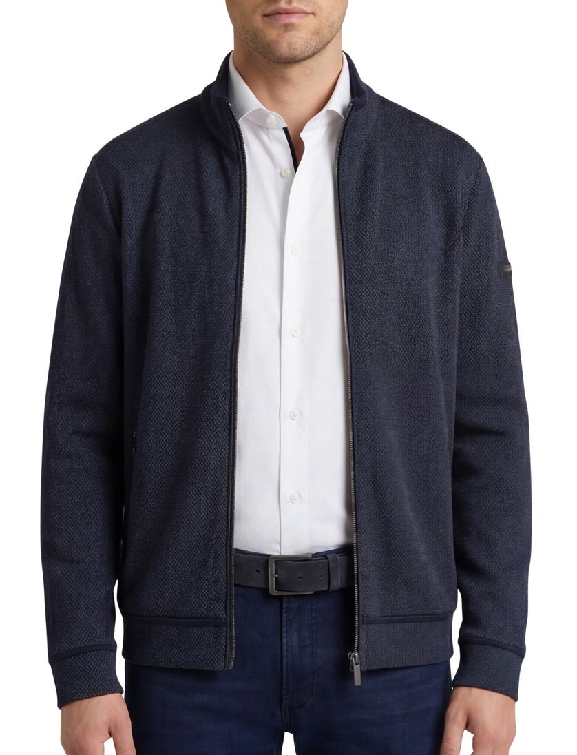 vest Bugatti donkerblauw katoen