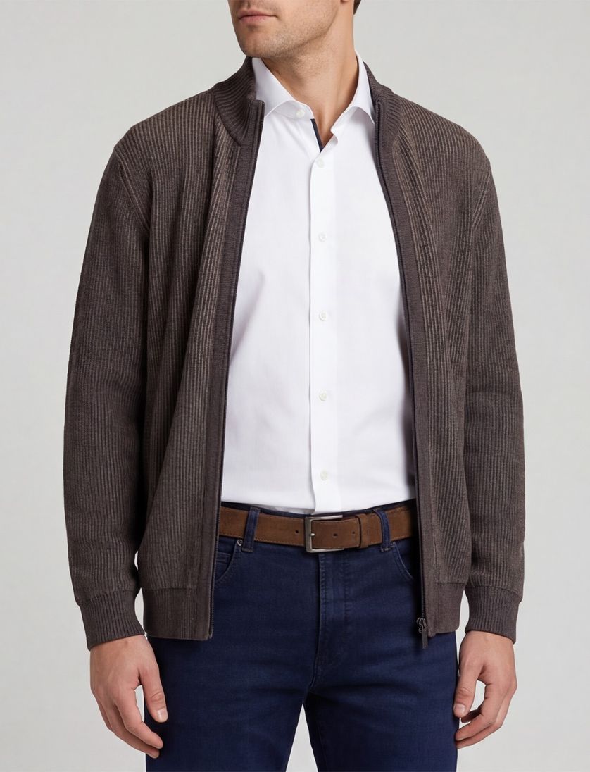 Bugatti vest bruin katoen effen