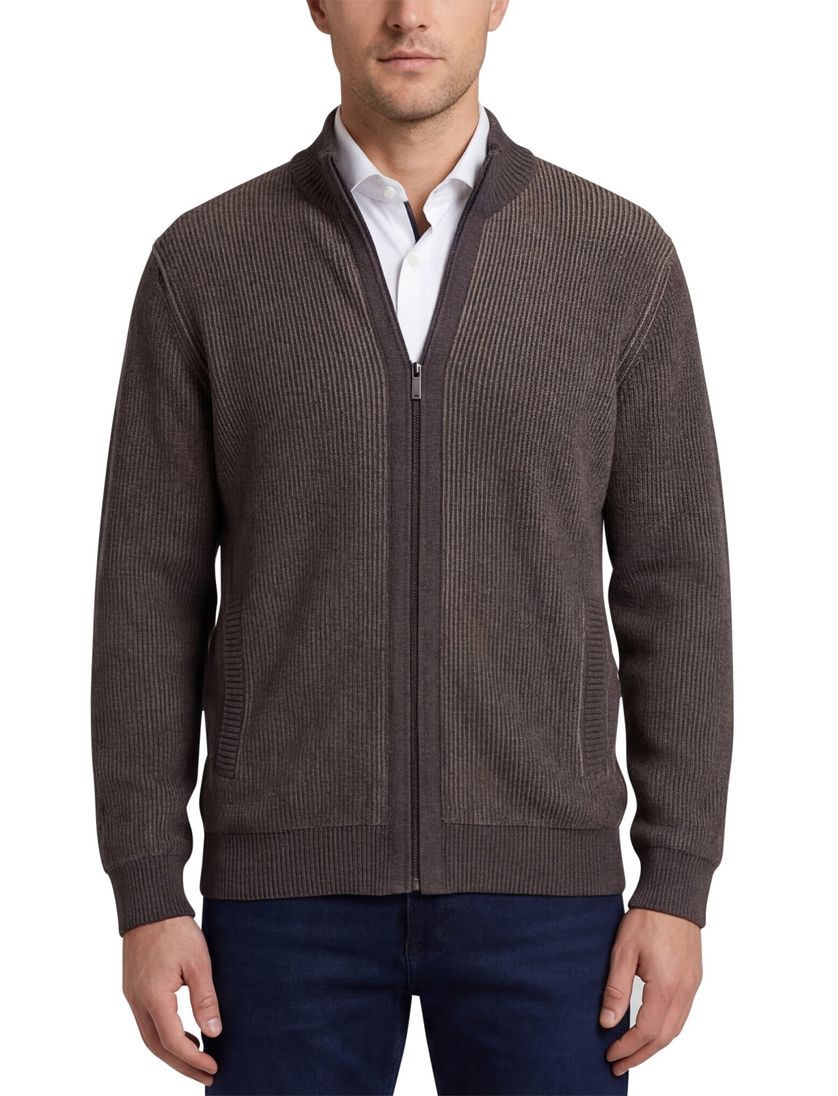 Bugatti vest bruin katoen effen