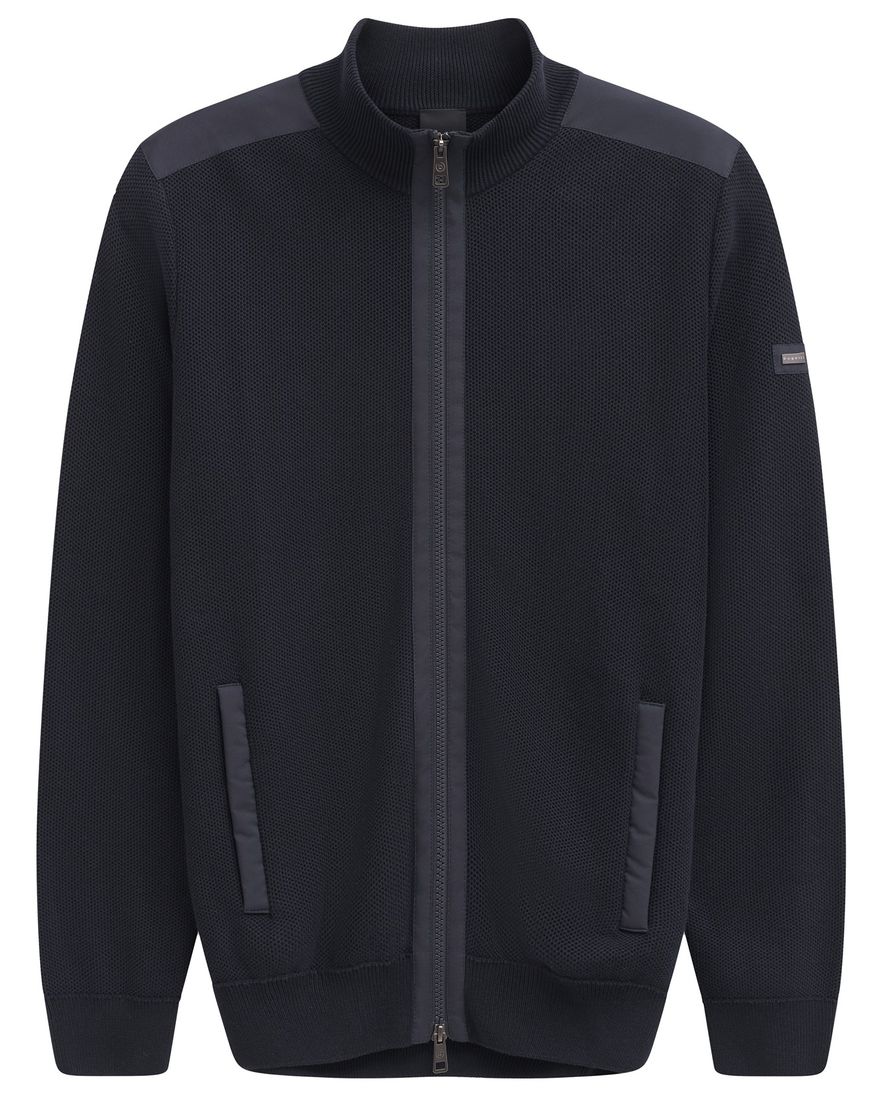 Bugatti vest donkerblauw effen met rits