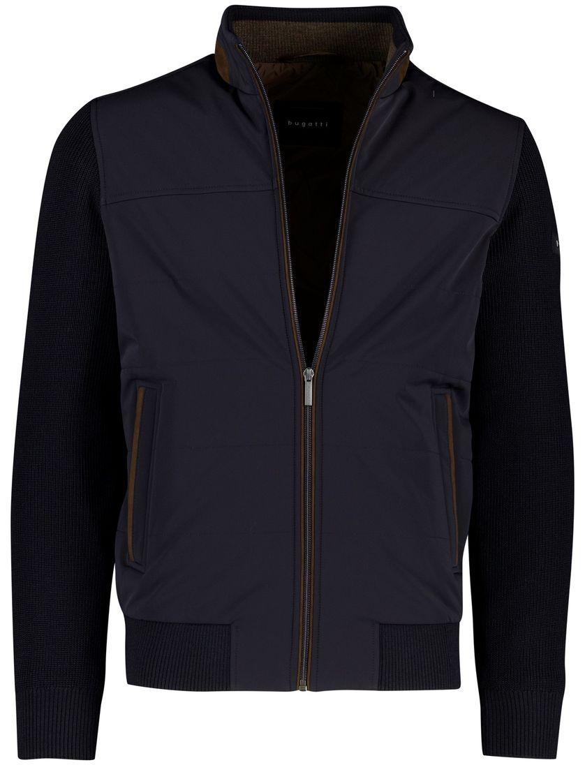 vest Bugatti effen donkerblauw wijde fit