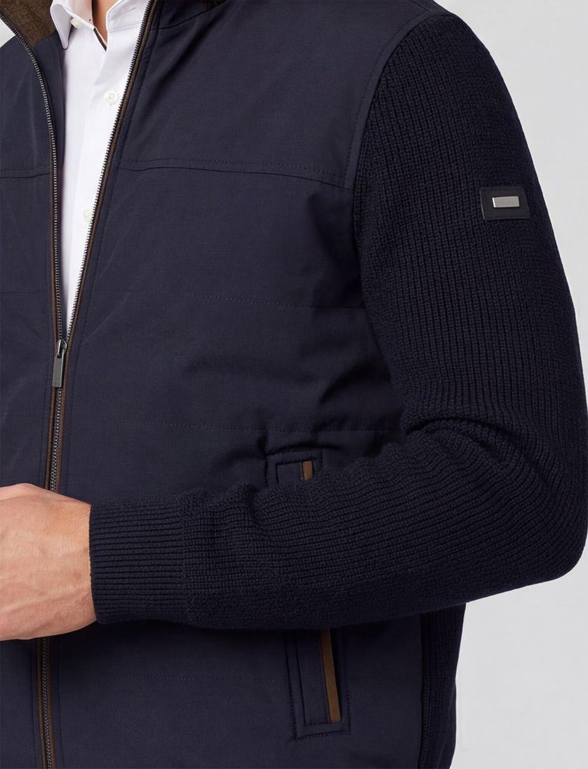 vest Bugatti effen donkerblauw wijde fit