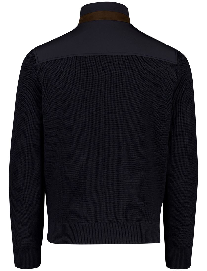 vest Bugatti effen donkerblauw wijde fit